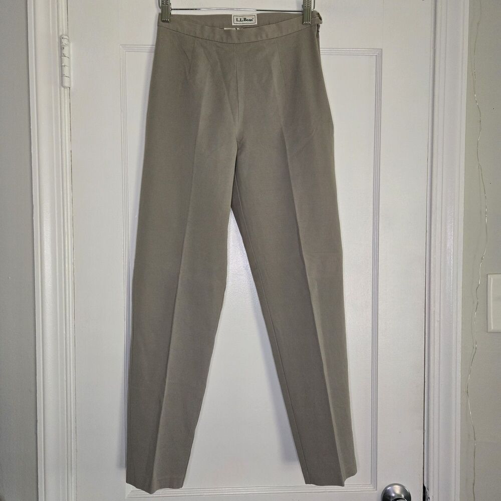 L.L. Bean Womens Pleated Khaki Dress Pants Classic Fit Tan Chinos Workwear